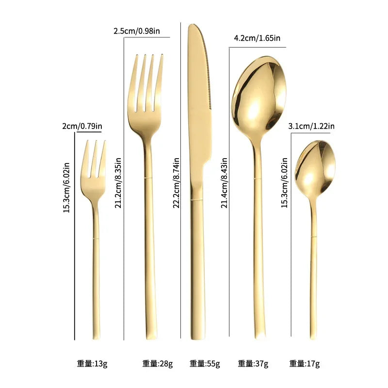 Gold Stainless Steel Flatware Set | 18/0 Elegant Wedding Flatware