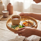 Hand-Woven Rattan Shells Tray | Multi-Purpose Serving Storage