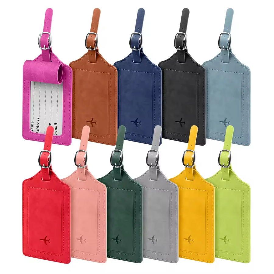Custom PU Leather Luggage Tags with Logo – 100 MOQ, $35 Mold