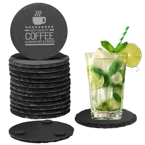 Custom Slate Coasters Laser Engraved | Coffee, Whisky