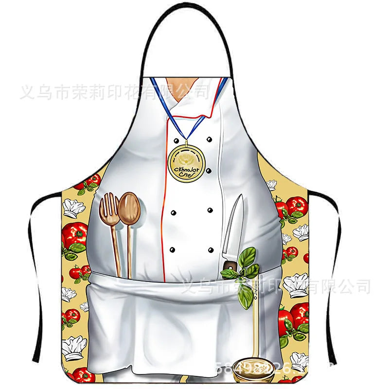 Waterproof Polyester Apron | 3D Printed Cartoon Barbecue Apron