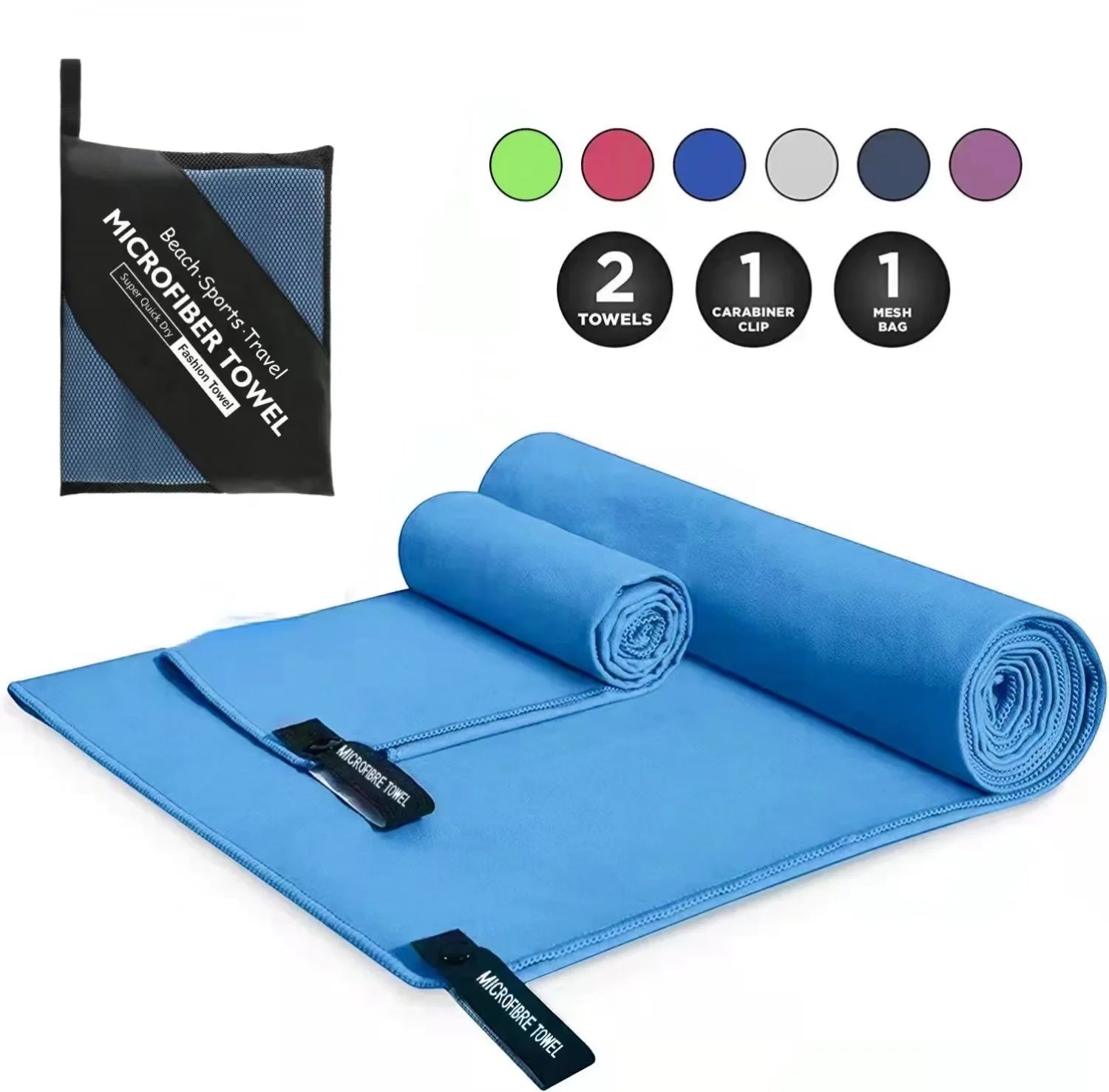 Custom Microfiber Sport Towel with Logo | Quick-Dry, 200gsm, 50 MOQ, 6 Sizes