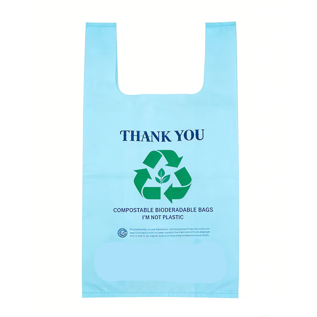 Bulk Recyclable Custom logo T-shirt Bags Food Grade Thickened for Checkout Supermarket Commercial Shopping Bags