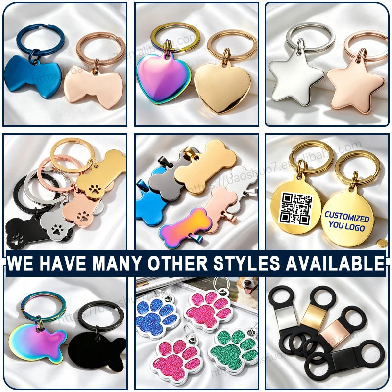 Custom Cat Face Stainless Steel ID Tag | Personalized Engraved Pet Name Tag
