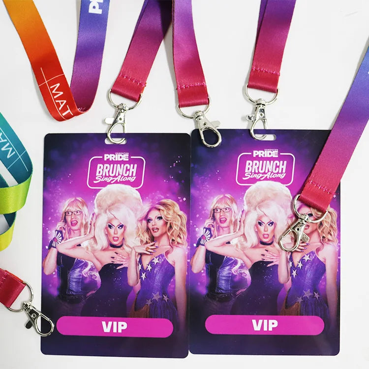 Custom Lanyard & Hard Plastic ID Card Set: PMS Color, Breakaway Clip, Thermal Transfer for Events