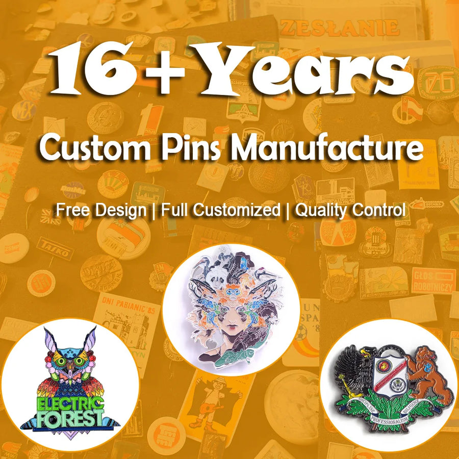 Custom Enamel Pins with Logo – 1 MOQ, Free Design, 20-Day Lead