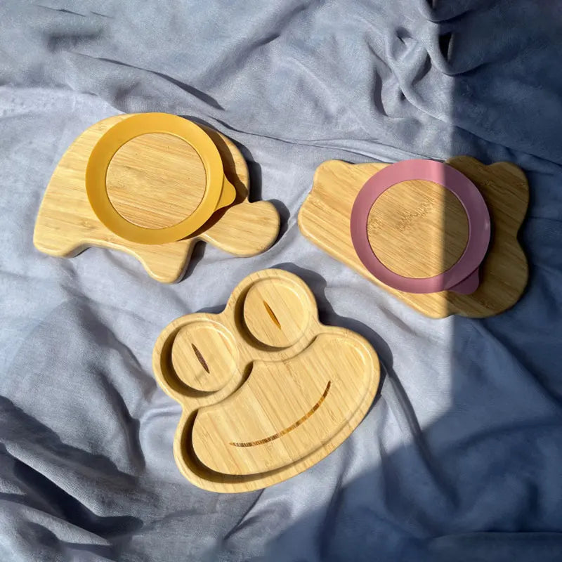 Bamboo Suction Plate Set | Animal Shapes | CPC Certified | 100 MOQ