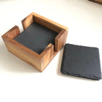 LFGB Certified Slate Coasters 4x4 | Custom Logo | Natural Stone | Bulk