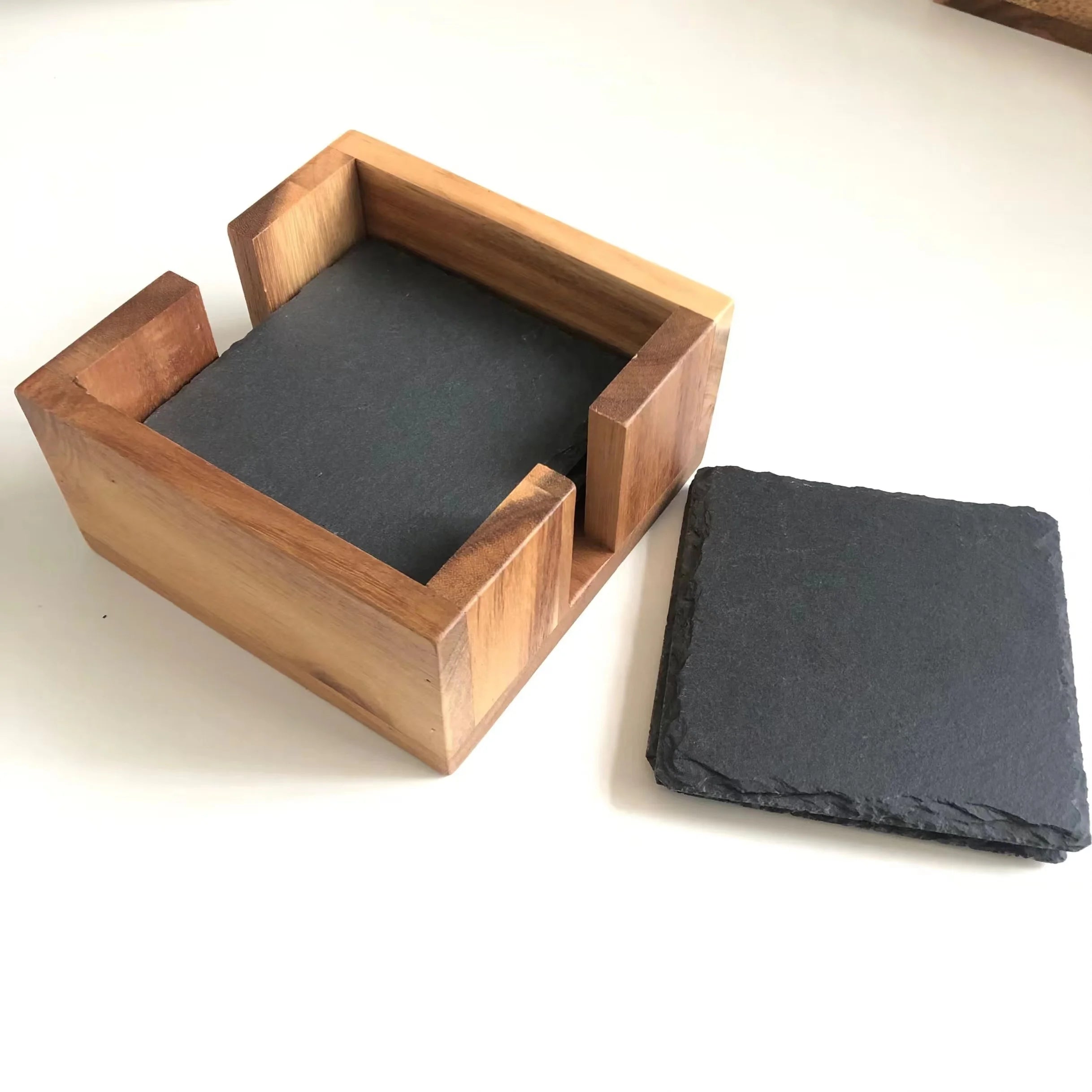 LFGB Certified Slate Coasters 4x4 | Custom Logo | Natural Stone | Bulk