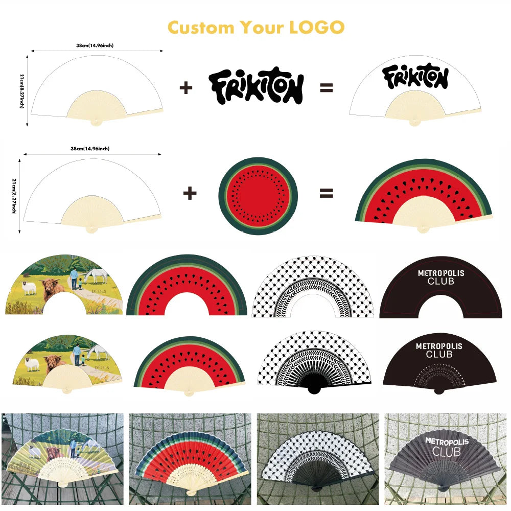 Custom Bamboo Hand Fans with Logo – 100 MOQ, 7-Day Lead