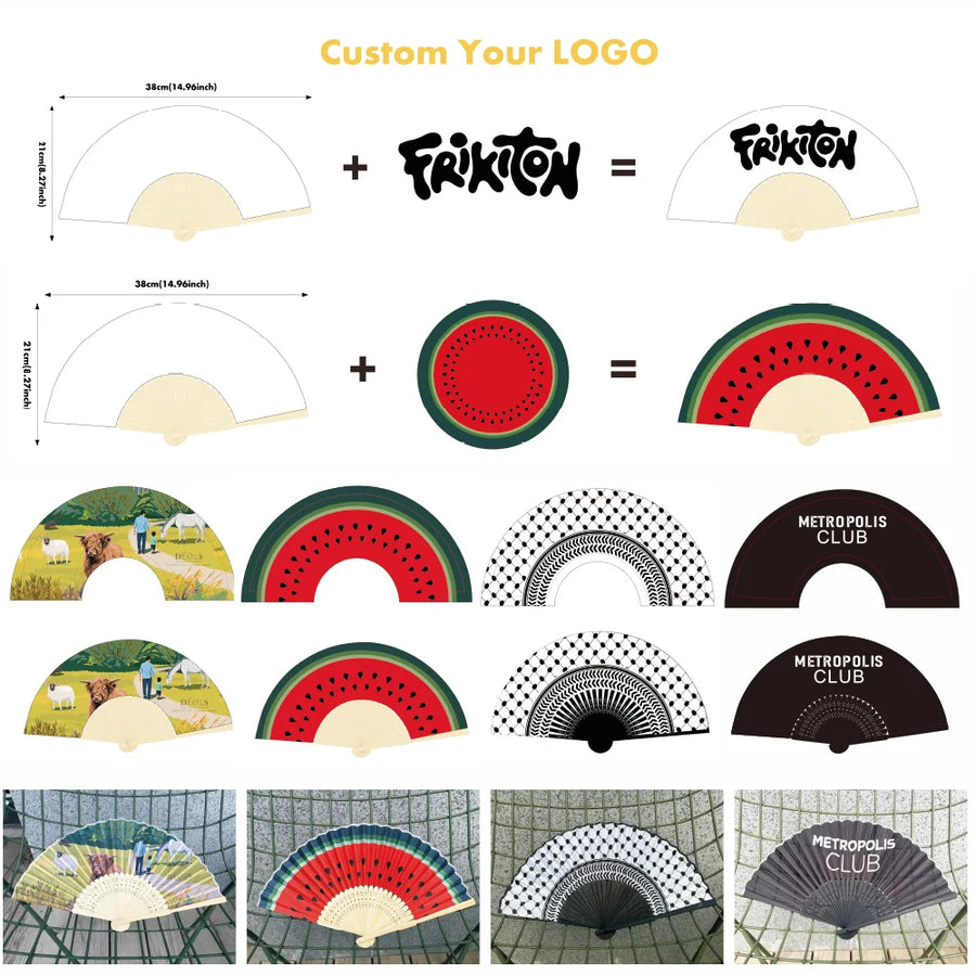 Custom Bamboo Hand Fans with Logo – 100 MOQ, 7-Day Lead