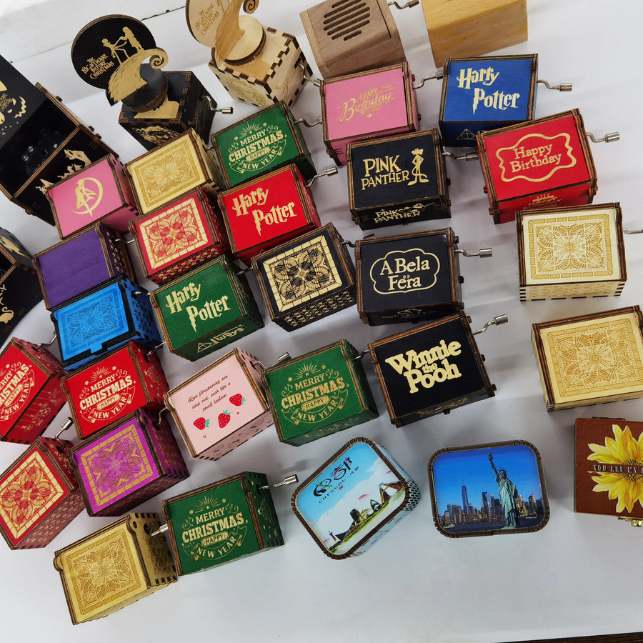 Custom Wooden Music Box | Hand Crank Children's Gift | Bulk Holiday Gifts