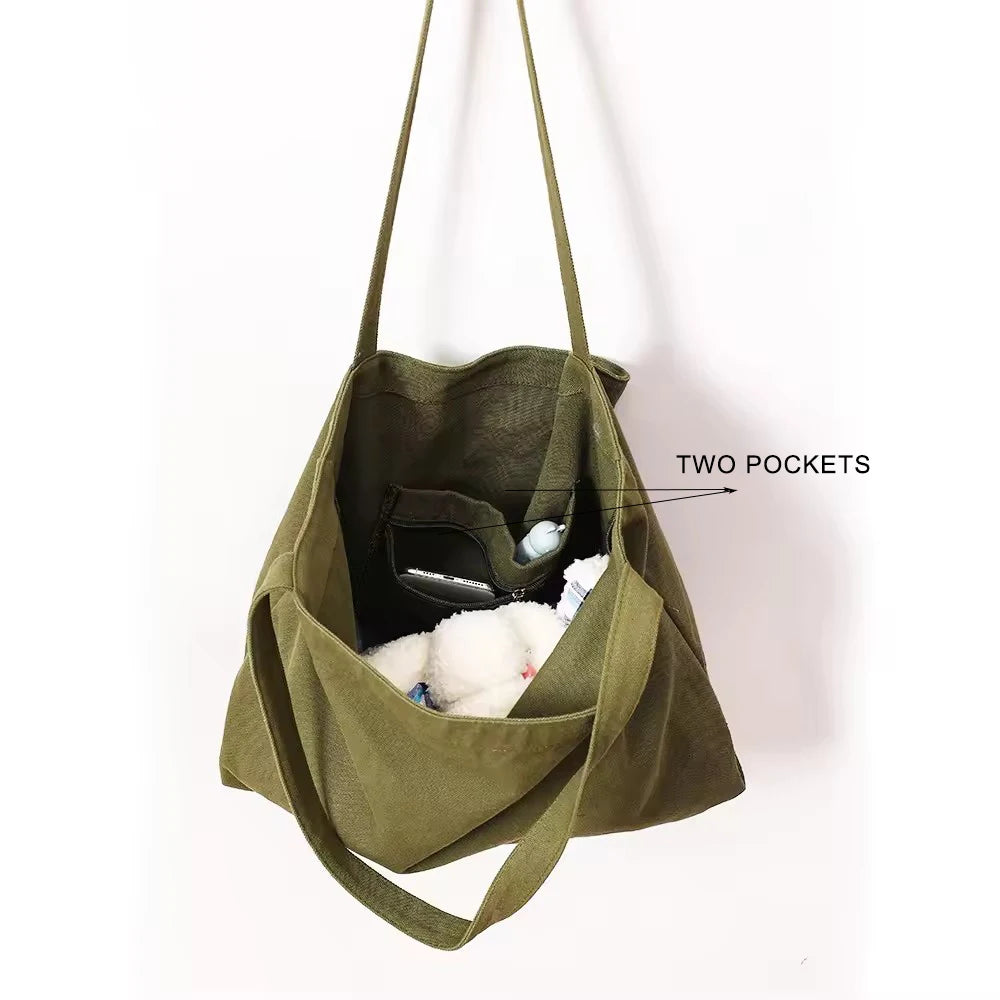 Heavy Duty 16oz Custom Canvas Tote Bag with Inside Pockets Recycled Color Shoulder Bag for Retail, Events & Daily Carry