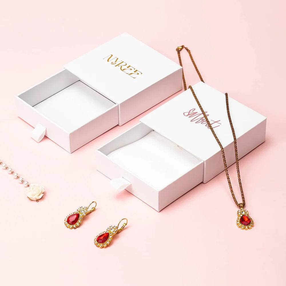 Custom Jewelry Packaging Boxes with Logo — Eco-Friendly Drawer & Magnetic Closure