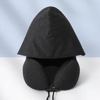 High Support Memory Foam U Shaped Travel Neck Pillow with Hood