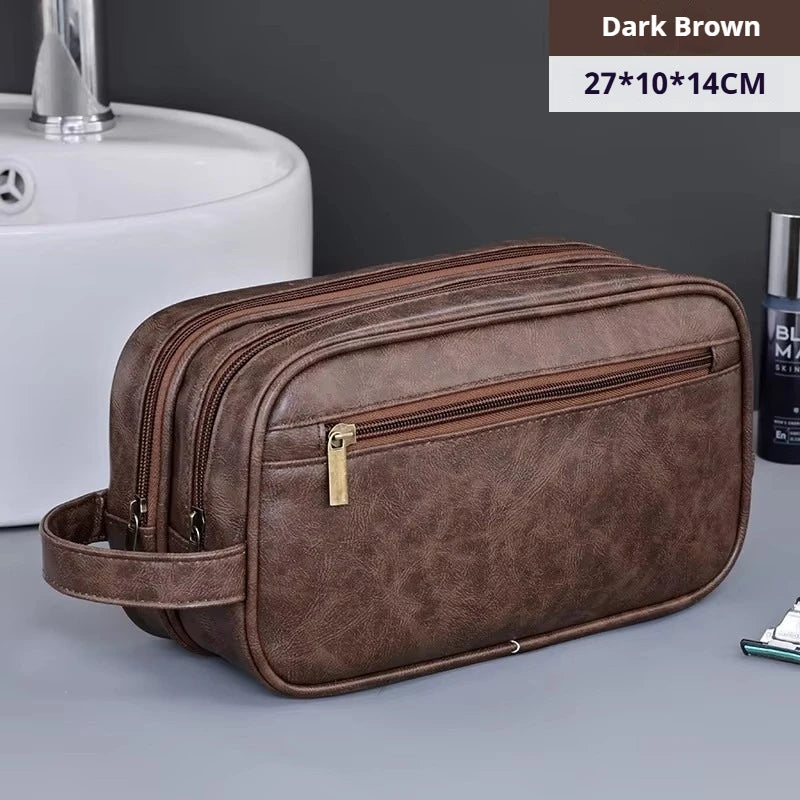 Custom PU Leather Dopp Kit Bag with Logo for Men | Bulk Corporate Travel Toiletry Bags