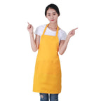 Custom Plain Color Polyester Bib Apron with Front Pocket for Cafés, Kitchens, BBQ, and Cleaning Use
