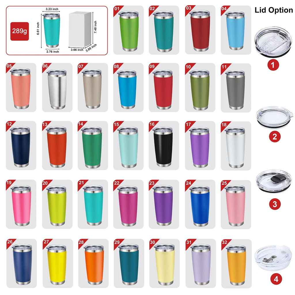 20oz Powder Coated Stainless Steel Tumbler with Lid and Straw Hole for Coffee, Travel and Laser Engraving