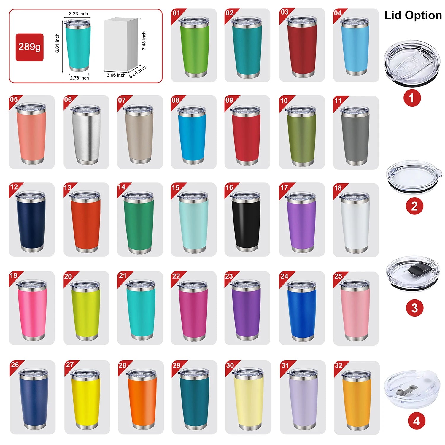 20oz Powder Coated Stainless Steel Tumbler with Lid and Straw Hole for Coffee, Travel and Laser Engraving