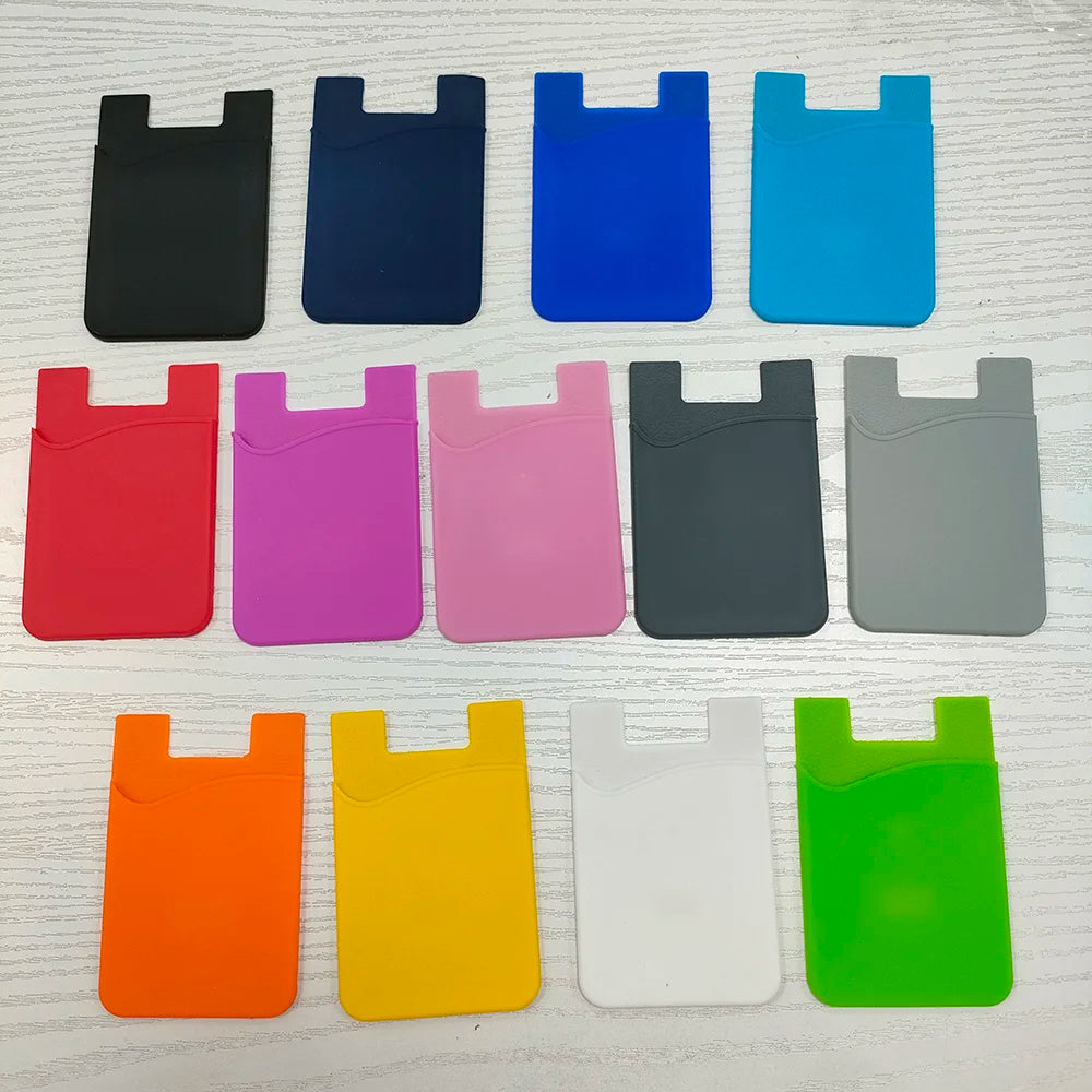 Custom logo Phone Card Holder, Silicone with Adhesive Stick-on Cell Phone Wallet