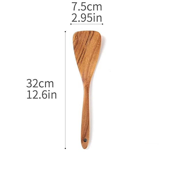 Acacia Teak Wood Utensil Set 9-Piece | Non-Stick | 1 MOQ | Custom Logo