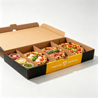 Custom Logo 3-Compartment Pizza Boxes | Restaurant Packaging MOQ 500
