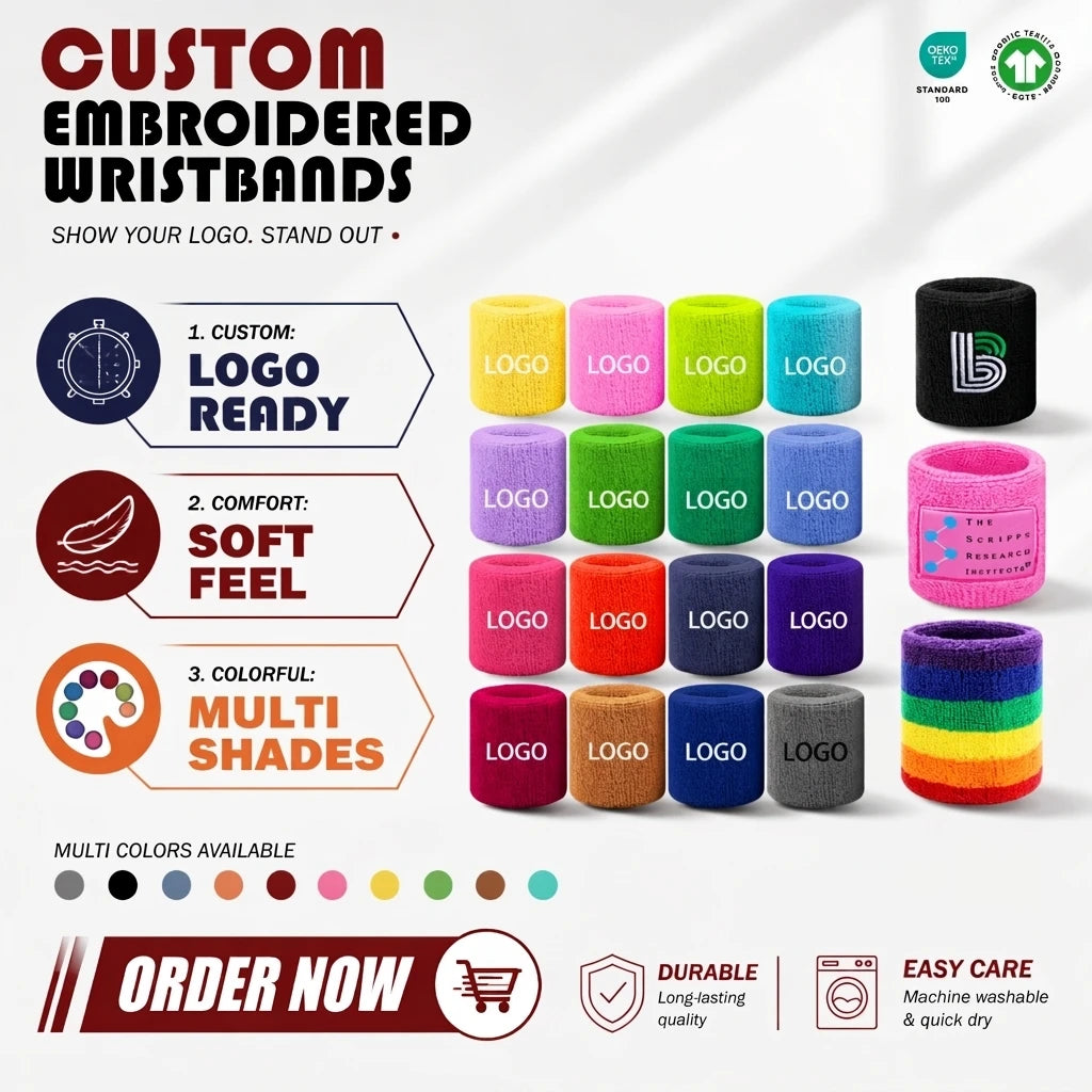 Custom Cotton Sports Wristbands | 1-Piece MOQ & 31-Day Lead Time | Breathable & Adjustable | Summer Sports