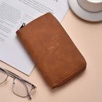 Custom PU Leather Passport Wallet: RFID Blocking, Embossed Logo, Zipper Closure for Travel