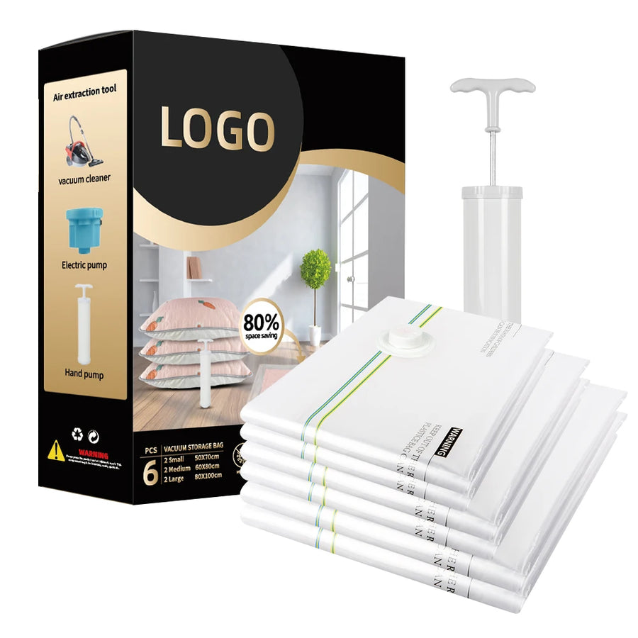 Custom Vacuum Storage Bags with Logo | PA+PE 80% Space Saver