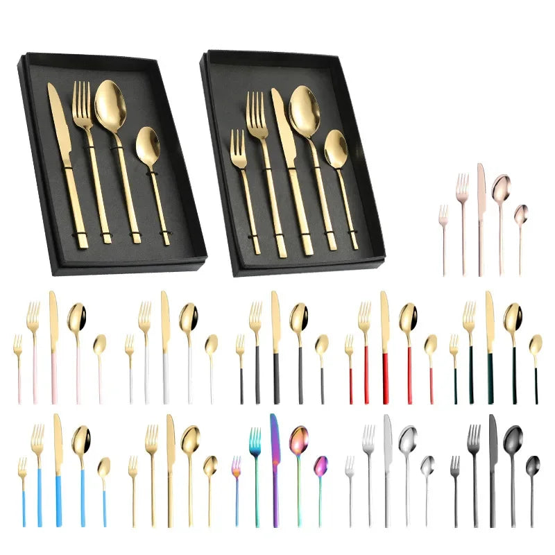 Gold Stainless Steel Flatware Set | 18/0 Elegant Wedding Flatware