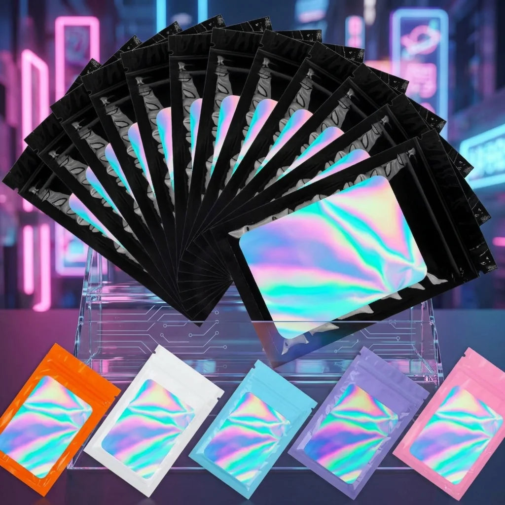 Custom Mylar Holographic Bags Wholesale | BPA-Free Food Grade 12-Day Lead