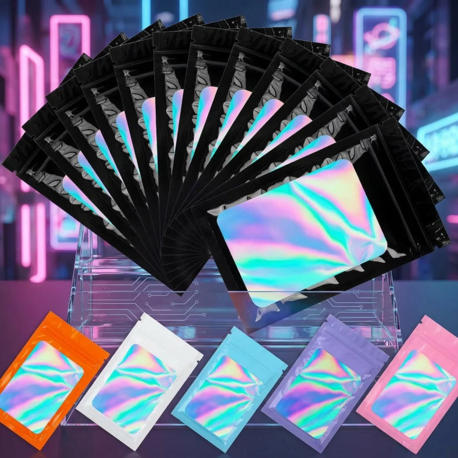 Custom Mylar Holographic Bags Wholesale | BPA-Free Food Grade 12-Day Lead