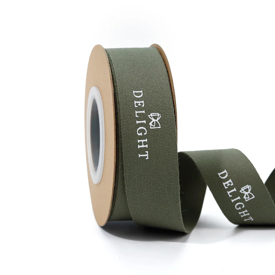 Custom Cotton Ribbon with Gold Foil Logo | 100% Cotton, 196 Colors, 3,000 MOQ