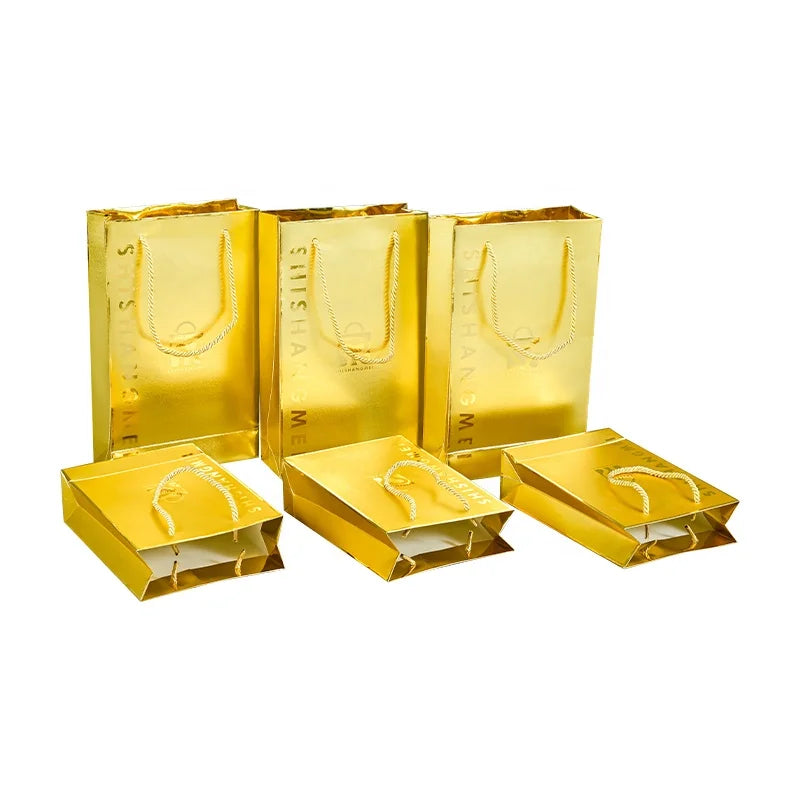 Custom Luxury Paper Bags with Logo – Gold Stamp, 1,000 MOQ