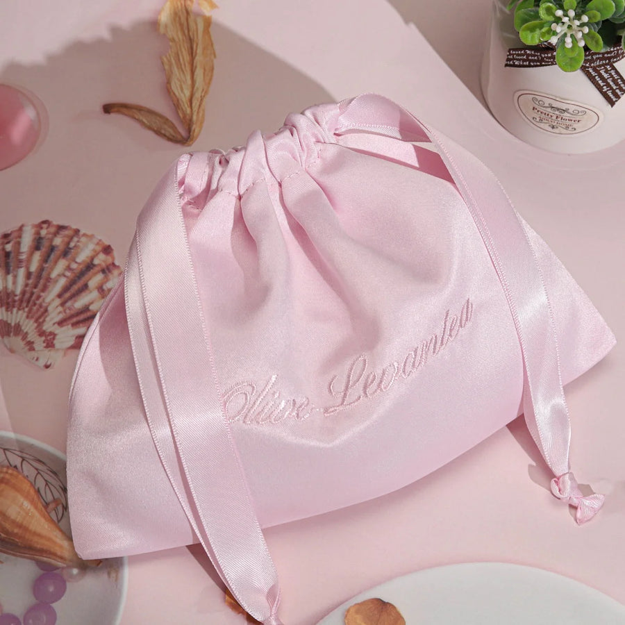 Custom Satin Drawstring Bags with Logo — 120-250 GSM for Cosmetic & Gift Packaging