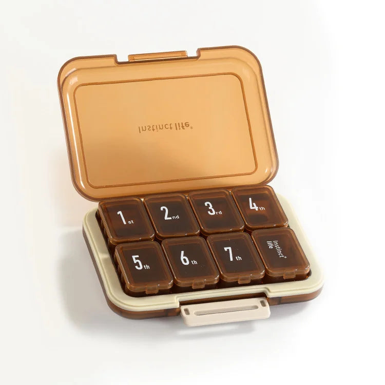 Custom 8 Grid Weekly Pill Box | 120 Pcs MOQ BPA Free Travel Organizer