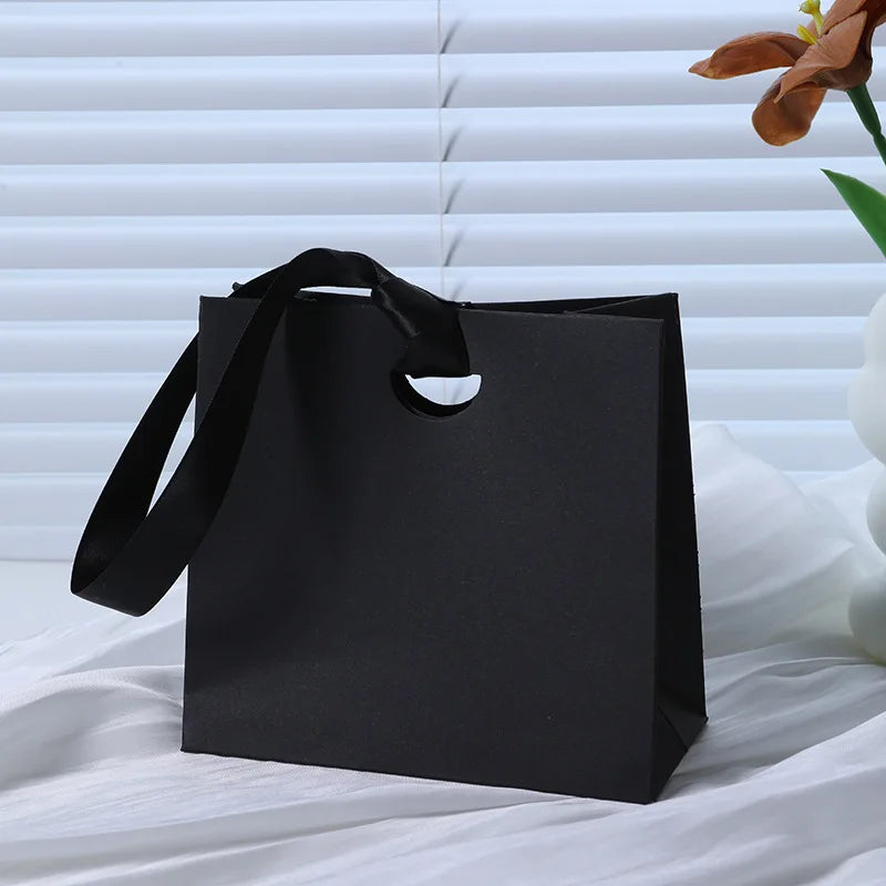Custom Ribbon Handle Paper Gift Bags | Jewelry Packaging MOQ 100