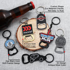 Custom Bottle Opener Keychains with Logo | Zinc Alloy, 50 MOQ