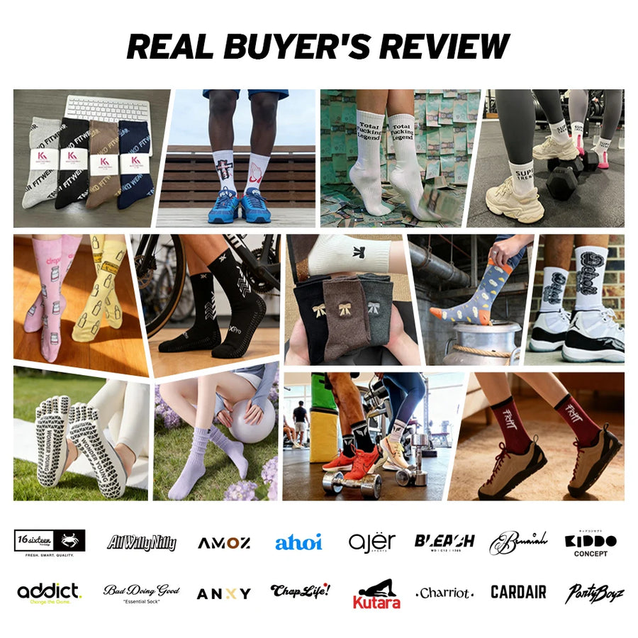 Custom Jacquard Logo Socks | 86% Cotton Crew Socks
