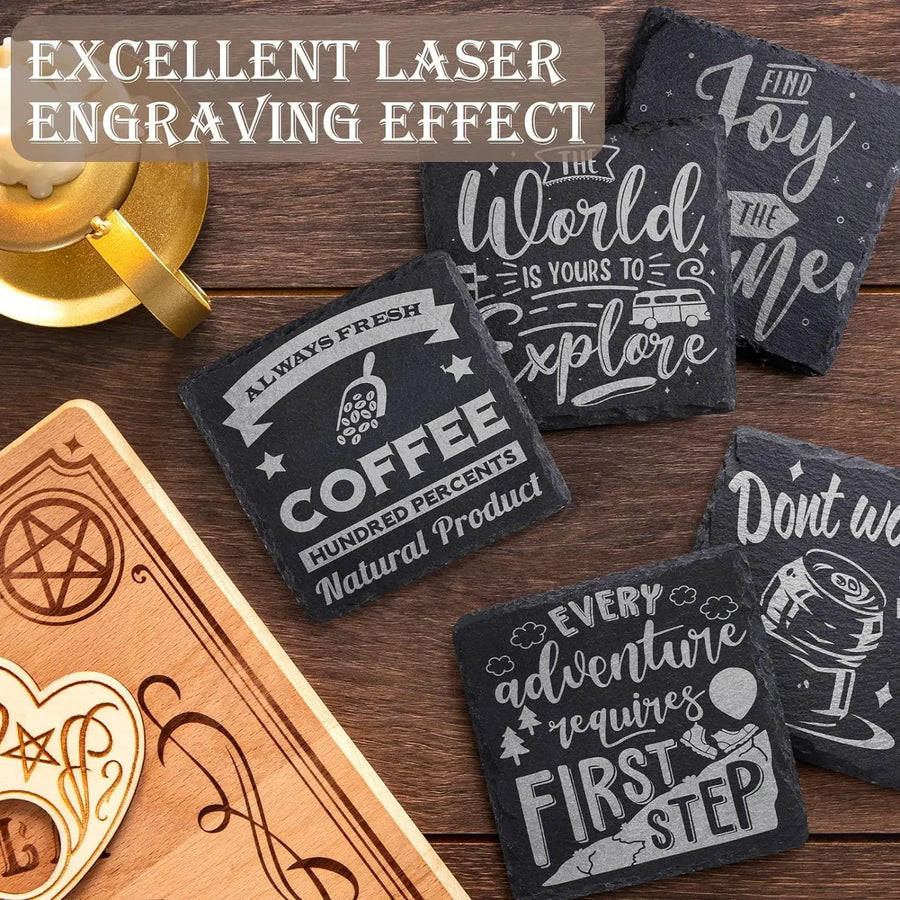 LFGB Certified Slate Coasters 4x4 | Custom Logo | Natural Stone | Bulk