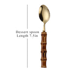 Vintage Bamboo Handle Flatware Set | Gold Mirror Polish | Custom Logo