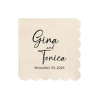 Personalized Scalloped Napkins | Custom Name/Date, 50,000 Pcs MOQ