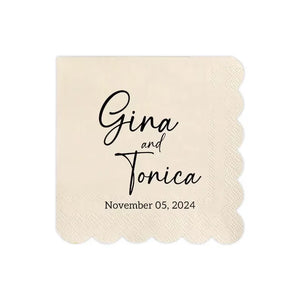 Personalized Scalloped Napkins | Custom Name/Date, 50,000 Pcs MOQ