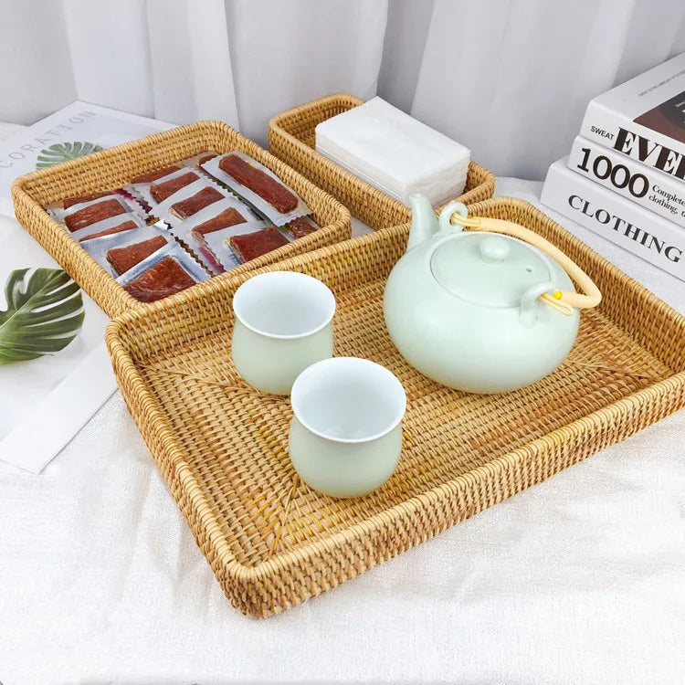 Custom Rattan Floating Breakfast Tray | 5 Piece MOQ | Hotel Pool Service