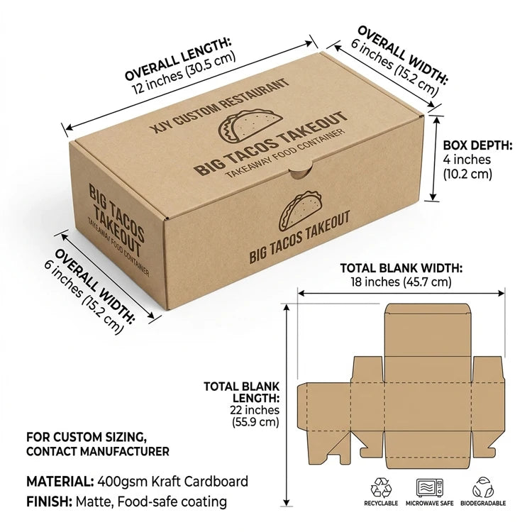 Custom Taco Box with Logo | 500 MOQ | 10-Day Lead Time