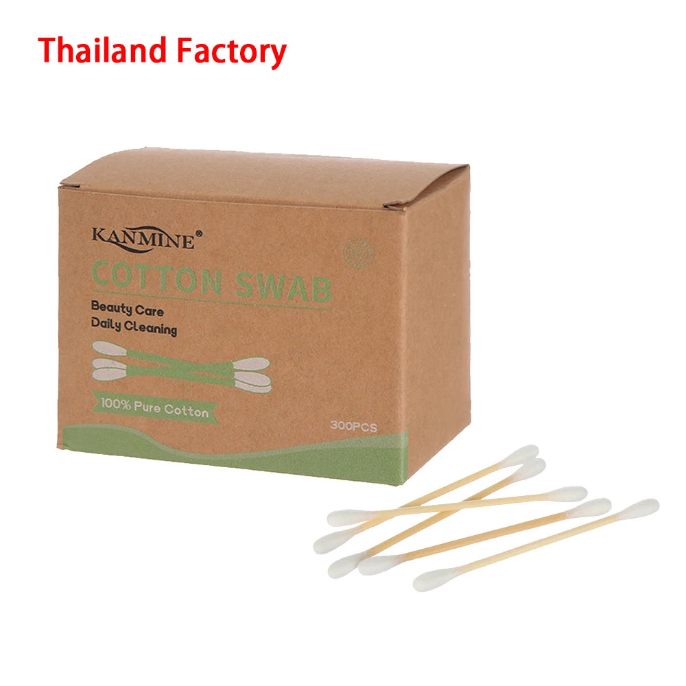 Private Label Cotton Bud 300pcs | 10,000 Boxes MOQ Bamboo Stick Eco