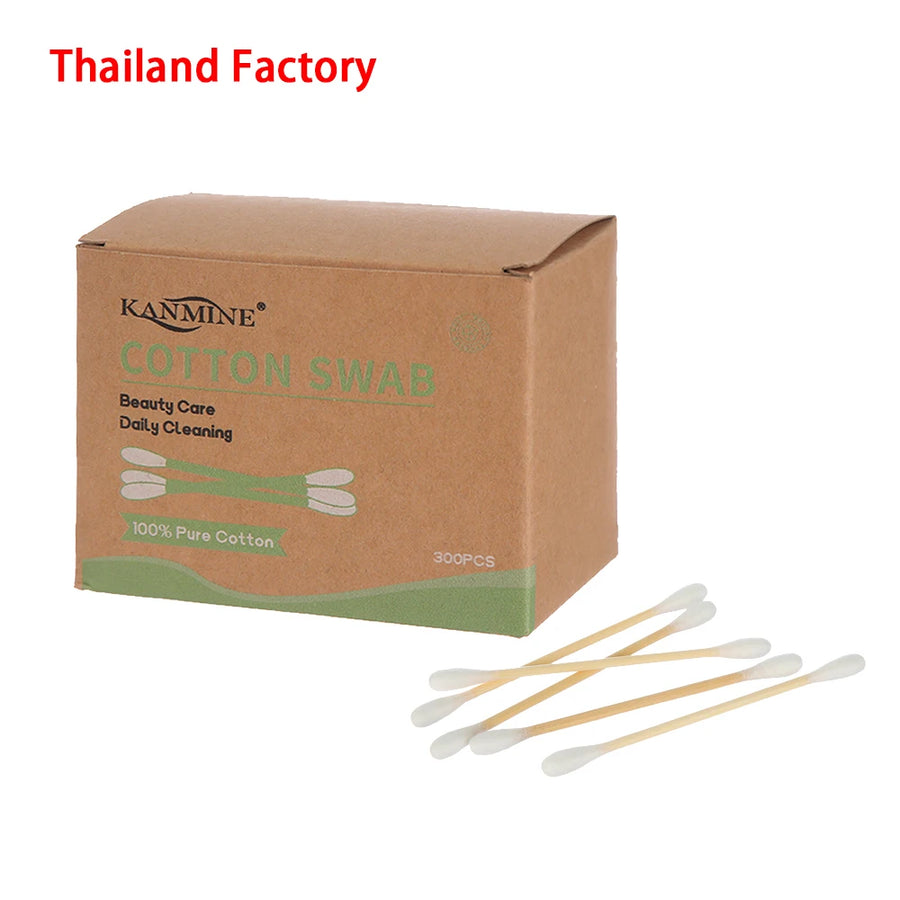Private Label Cotton Bud 300pcs | 10,000 Boxes MOQ Bamboo Stick Eco
