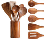 Acacia Teak Wood Utensil Set 9-Piece | Non-Stick | 1 MOQ | Custom Logo