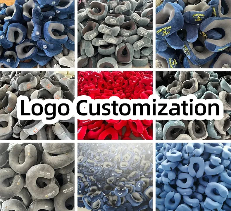 Custom Logo Memory Foam Travel Neck Pillow for Cars & Airplanes