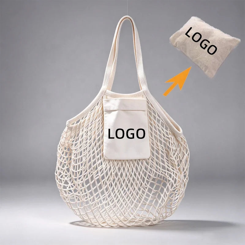 Custom Cotton Mesh Tote Bag with Logo | Bulk 500 Pcs